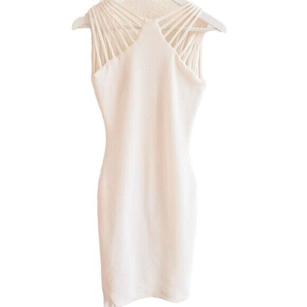 Dress the Population Cora White Cage Neckline Sheath Dress Women's Size S